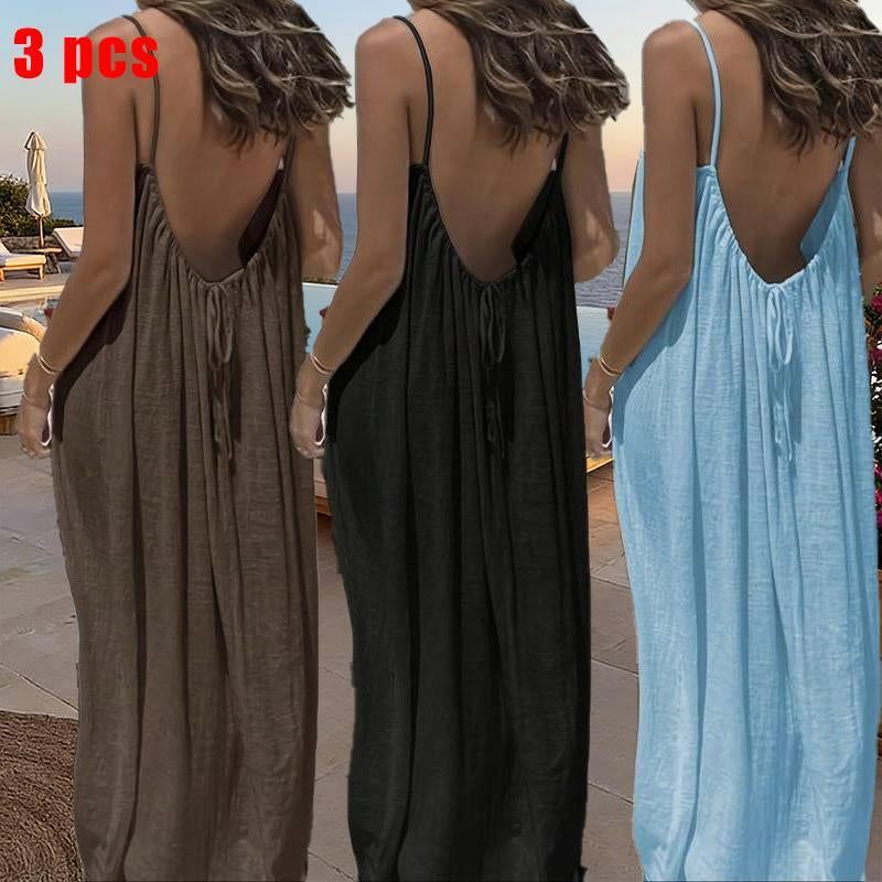 Chic and Elegant Women's Solid Color Cami Lounge Dress - Perfect Sleeveless Sleepwear for All Seasons