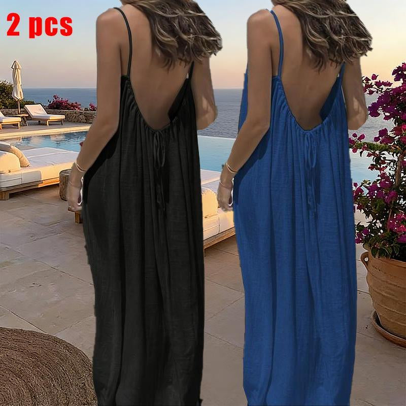 Chic and Elegant Women's Solid Color Cami Lounge Dress - Perfect Sleeveless Sleepwear for All Seasons