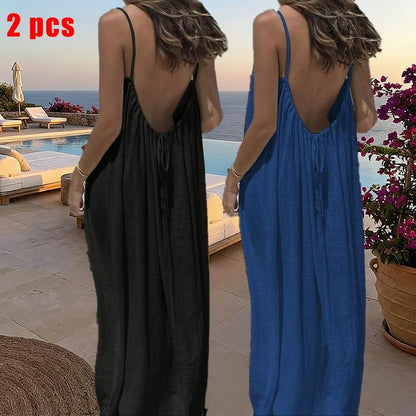 Chic and Elegant Women's Solid Color Cami Lounge Dress - Perfect Sleeveless Sleepwear for All Seasons