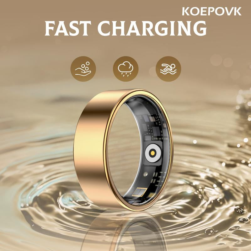 Revolutionize Your Health with the KOEPOVK Smart Ring: 24/7 Heart Rate & Sleep Monitoring, Waterproof Design, and Sleek Metal Style for All Sports
