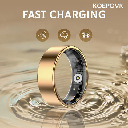 Revolutionize Your Health with the KOEPOVK Smart Ring: 24/7 Heart Rate & Sleep Monitoring, Waterproof Design, and Sleek Metal Style for All Sports