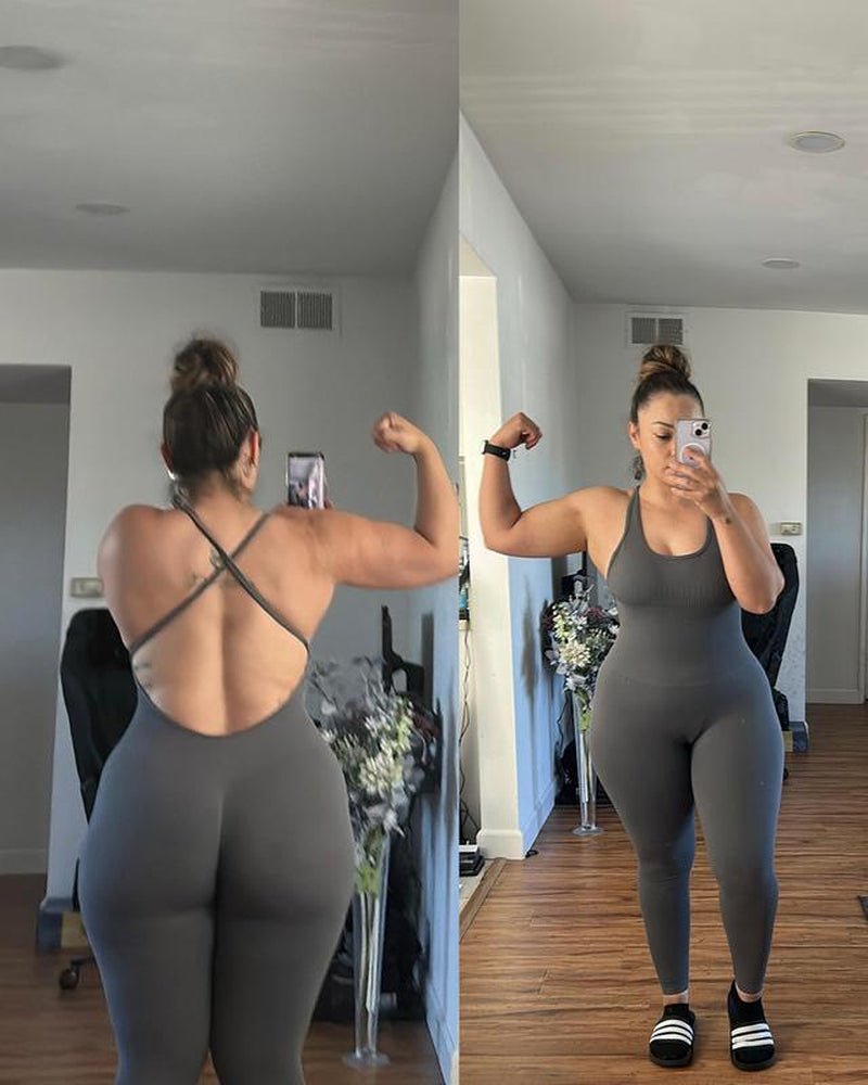 Elevate Your Workout with AUROLA Women's Seamless Strappy Jumpsuit - Perfect for Yoga and Gym Sessions!