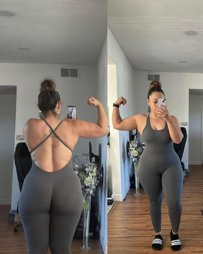 Elevate Your Workout with AUROLA Women's Seamless Strappy Jumpsuit - Perfect for Yoga and Gym Sessions!
