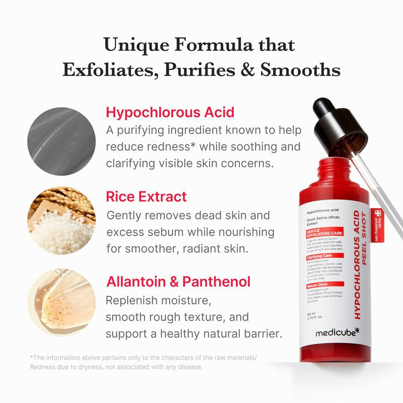 Revitalize Your Skin with Medicube's Hypochlorous Acid Rice Peel Shot Duo - Gentle Exfoliating Serum for Flawless Face & Body Care, Perfect for Pore Control, Blackhead Removal, and Hydration