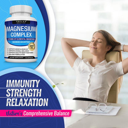 Unlock Your Wellness with Toplux Magnesium Complex - 8 Essential Magnesium Forms for Optimal Health (1000mg)