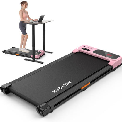 Ancheer Compact Treadmill - Vibrant Colors, Customizable Speeds, and Cushioned Comfort for Your Home Fitness Journey