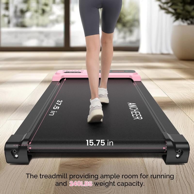 Ancheer Compact Treadmill - Vibrant Colors, Customizable Speeds, and Cushioned Comfort for Your Home Fitness Journey