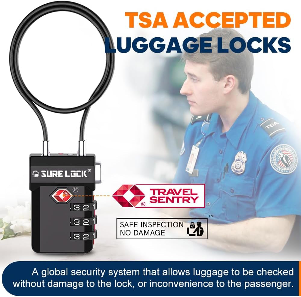 Secure Your Belongings with TSA Approved 3-Digit Combination Luggage Locks – Featuring Open Alert Indicator and Re-Settable Code for Ultimate Convenience