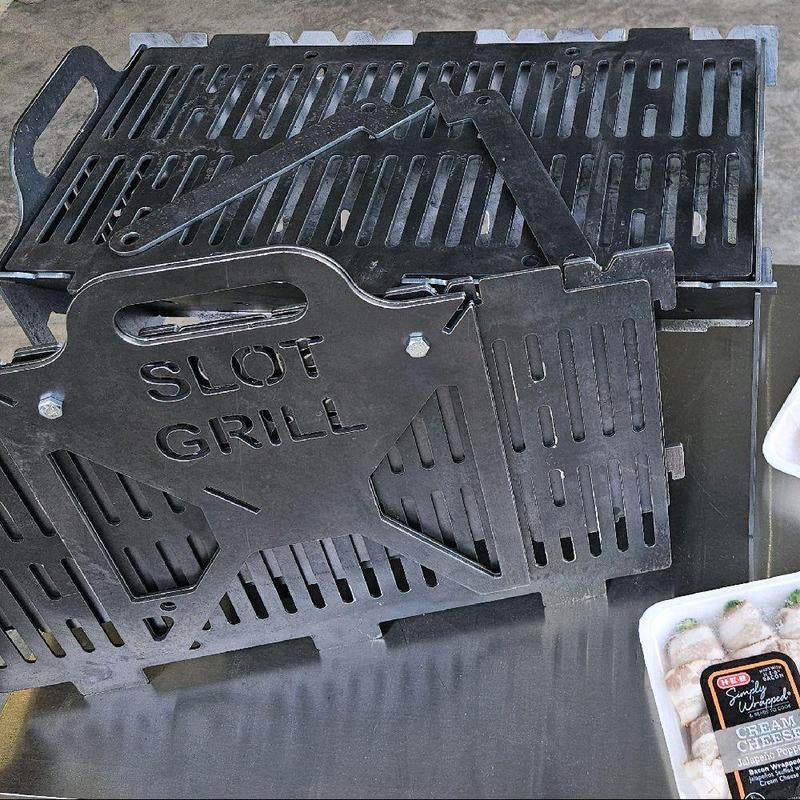 Ultimate Slot Grill: Collapsible Heavy-Duty BBQ Grill for Tailgating, Camping, and Backyard Fun!