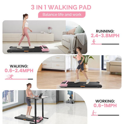Ancheer Compact Treadmill - Vibrant Colors, Customizable Speeds, and Cushioned Comfort for Your Home Fitness Journey