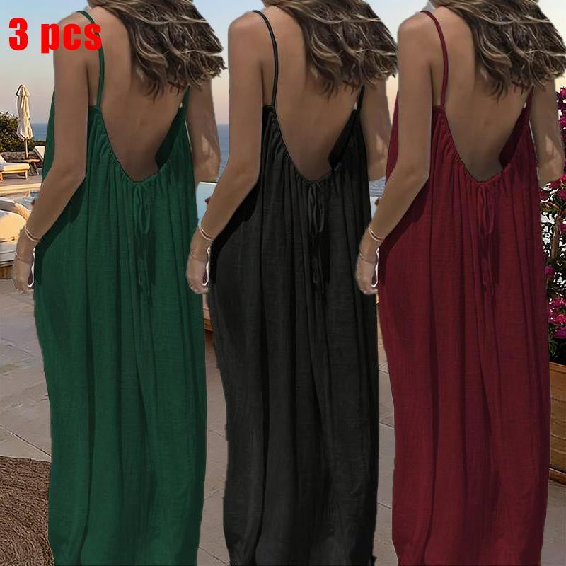 Chic and Elegant Women's Solid Color Cami Lounge Dress - Perfect Sleeveless Sleepwear for All Seasons