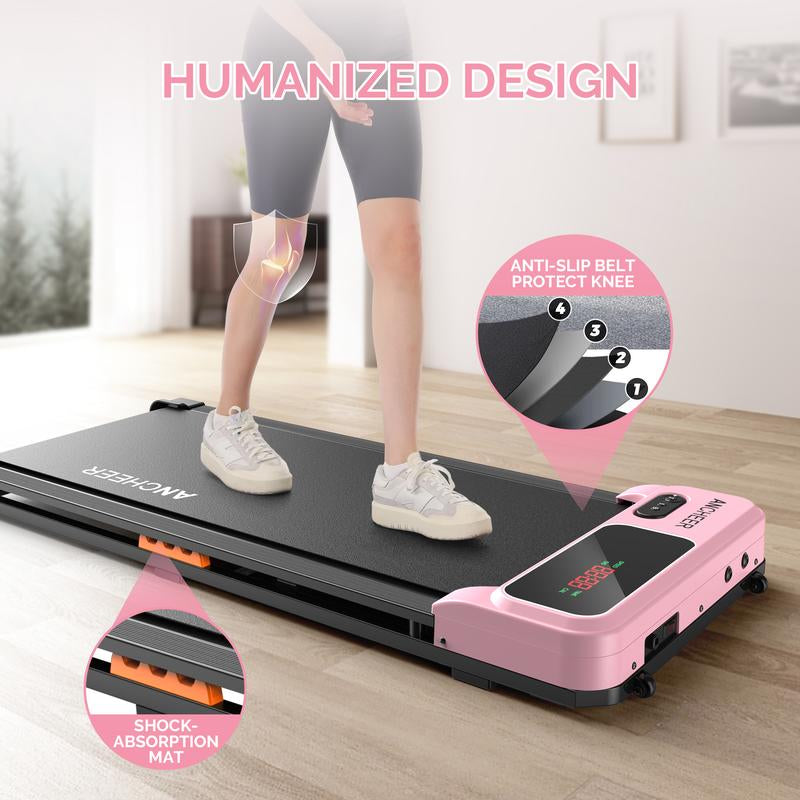 Ancheer Compact Treadmill - Vibrant Colors, Customizable Speeds, and Cushioned Comfort for Your Home Fitness Journey