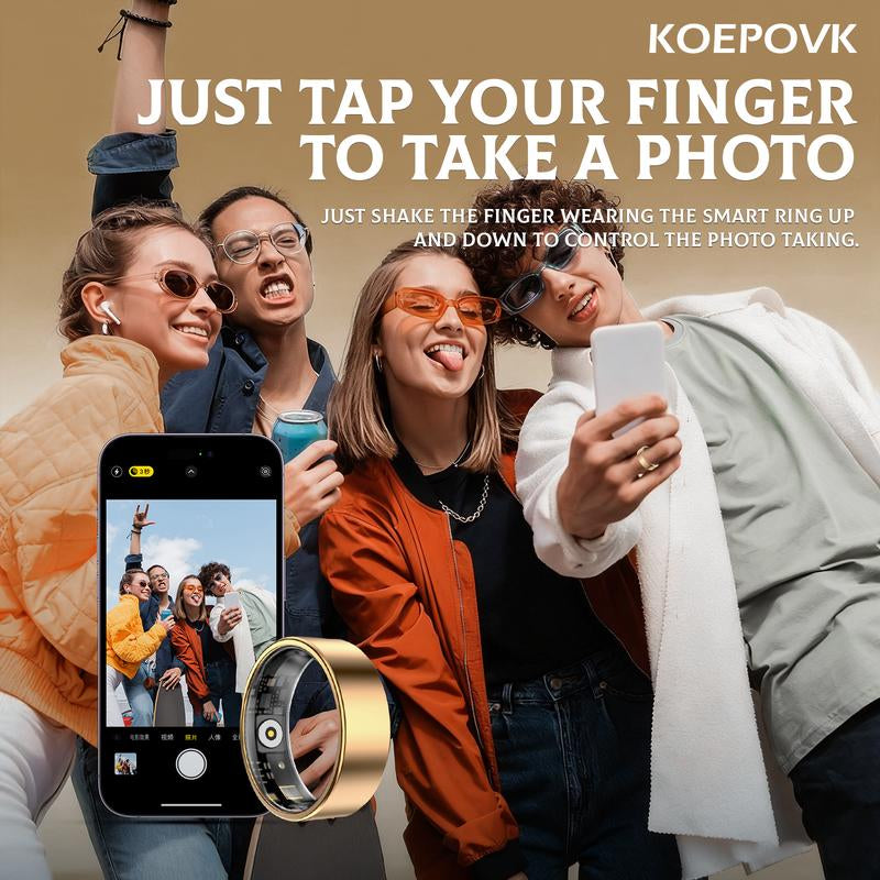 Revolutionize Your Health with the KOEPOVK Smart Ring: 24/7 Heart Rate & Sleep Monitoring, Waterproof Design, and Sleek Metal Style for All Sports