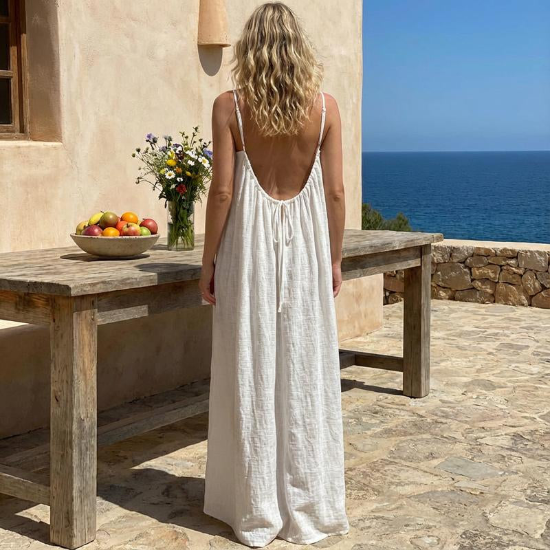 Chic and Elegant Women's Solid Color Cami Lounge Dress - Perfect Sleeveless Sleepwear for All Seasons