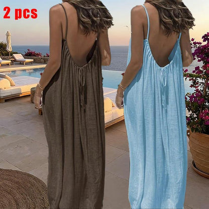 Chic and Elegant Women's Solid Color Cami Lounge Dress - Perfect Sleeveless Sleepwear for All Seasons