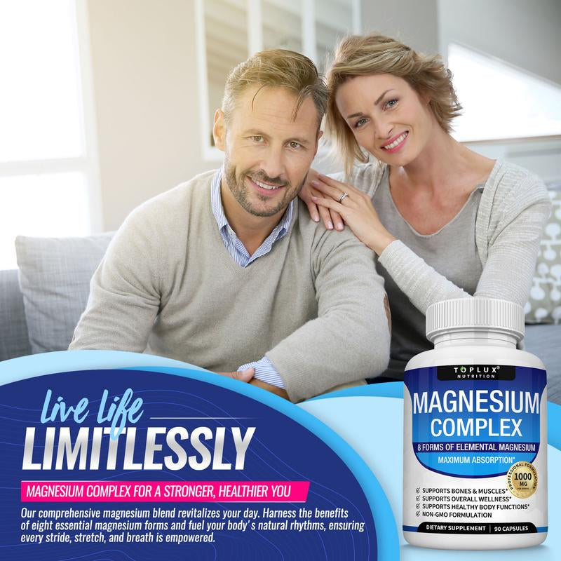 Unlock Your Wellness with Toplux Magnesium Complex - 8 Essential Magnesium Forms for Optimal Health (1000mg)