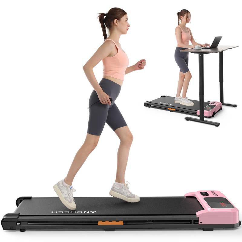 Ancheer Compact Treadmill - Vibrant Colors, Customizable Speeds, and Cushioned Comfort for Your Home Fitness Journey