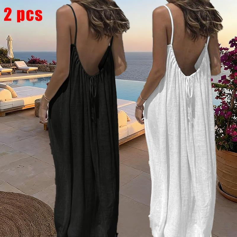 Chic and Elegant Women's Solid Color Cami Lounge Dress - Perfect Sleeveless Sleepwear for All Seasons