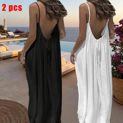 Chic and Elegant Women's Solid Color Cami Lounge Dress - Perfect Sleeveless Sleepwear for All Seasons