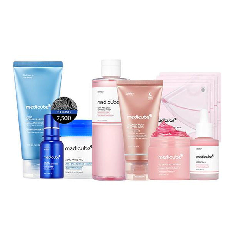 Unlock Your Radiant Glow: Medicube's Affordable Glass Glow Skincare Set with 8 Essential Products for a Flawless Skin Routine