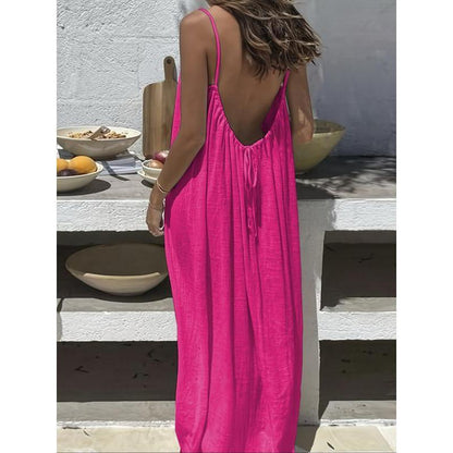 Chic and Elegant Women's Solid Color Cami Lounge Dress - Perfect Sleeveless Sleepwear for All Seasons