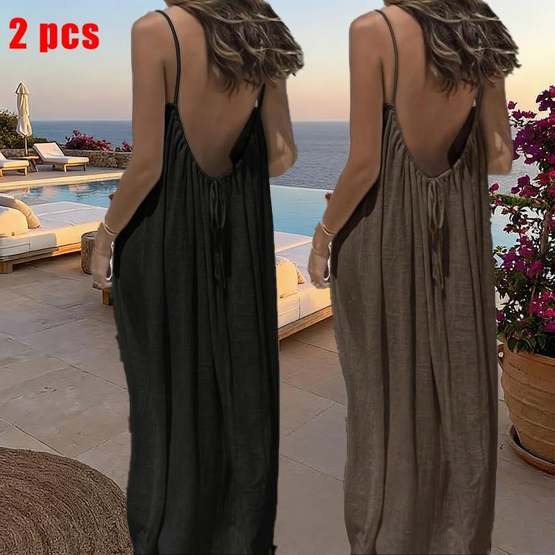 Chic and Elegant Women's Solid Color Cami Lounge Dress - Perfect Sleeveless Sleepwear for All Seasons
