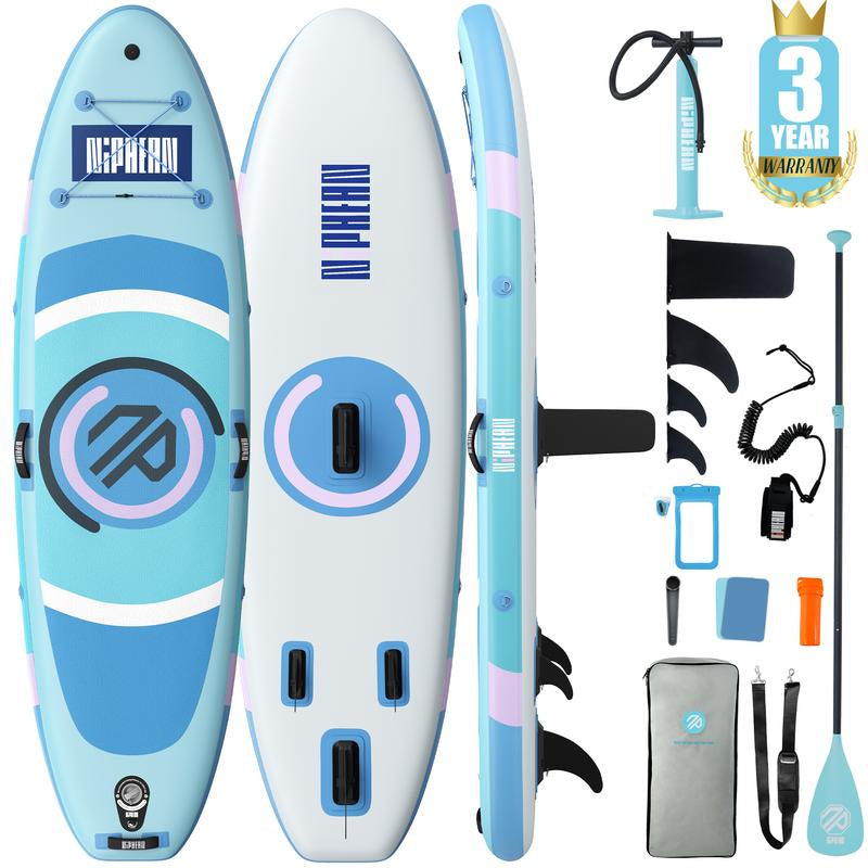 Niphean 10' Inflatable Paddle Board - Ultimate Stability & Complete Accessory Set for All Ages - 3-Year Warranty Included