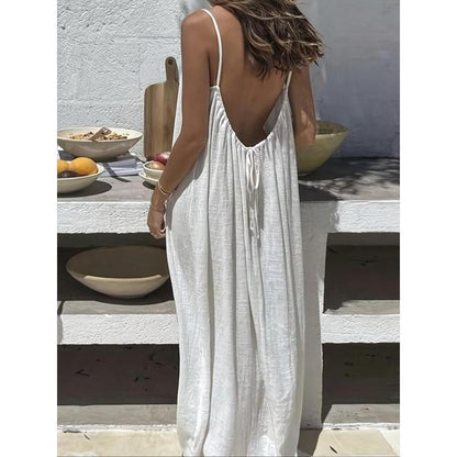 Chic and Elegant Women's Solid Color Cami Lounge Dress - Perfect Sleeveless Sleepwear for All Seasons
