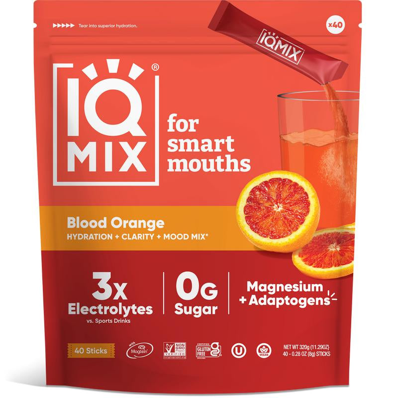 Revitalize Your Day with IQMIX Blood Orange Electrolyte Drink Mix - 40 Convenient Sticks for Ultimate Hydration and Mental Clarity