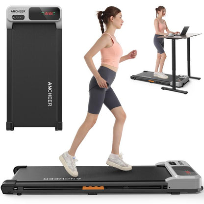 Ancheer Compact Treadmill - Vibrant Colors, Customizable Speeds, and Cushioned Comfort for Your Home Fitness Journey