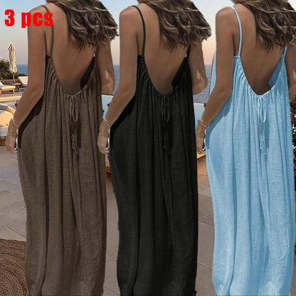 Chic and Elegant Women's Solid Color Cami Lounge Dress - Perfect Sleeveless Sleepwear for All Seasons