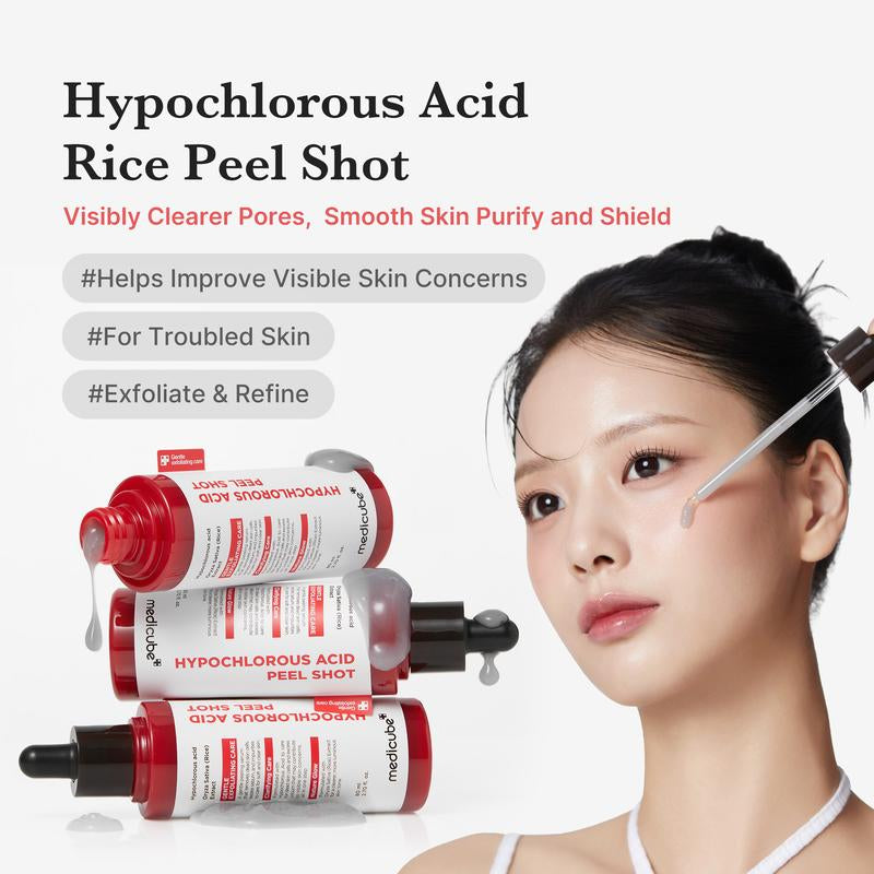 Revitalize Your Skin with Medicube's Hypochlorous Acid Rice Peel Shot Duo - Gentle Exfoliating Serum for Flawless Face & Body Care, Perfect for Pore Control, Blackhead Removal, and Hydration