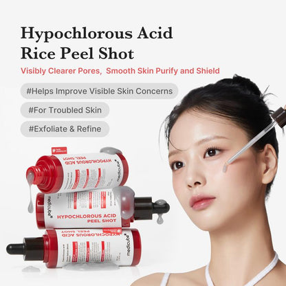 Revitalize Your Skin with Medicube's Hypochlorous Acid Rice Peel Shot Duo - Gentle Exfoliating Serum for Flawless Face & Body Care, Perfect for Pore Control, Blackhead Removal, and Hydration