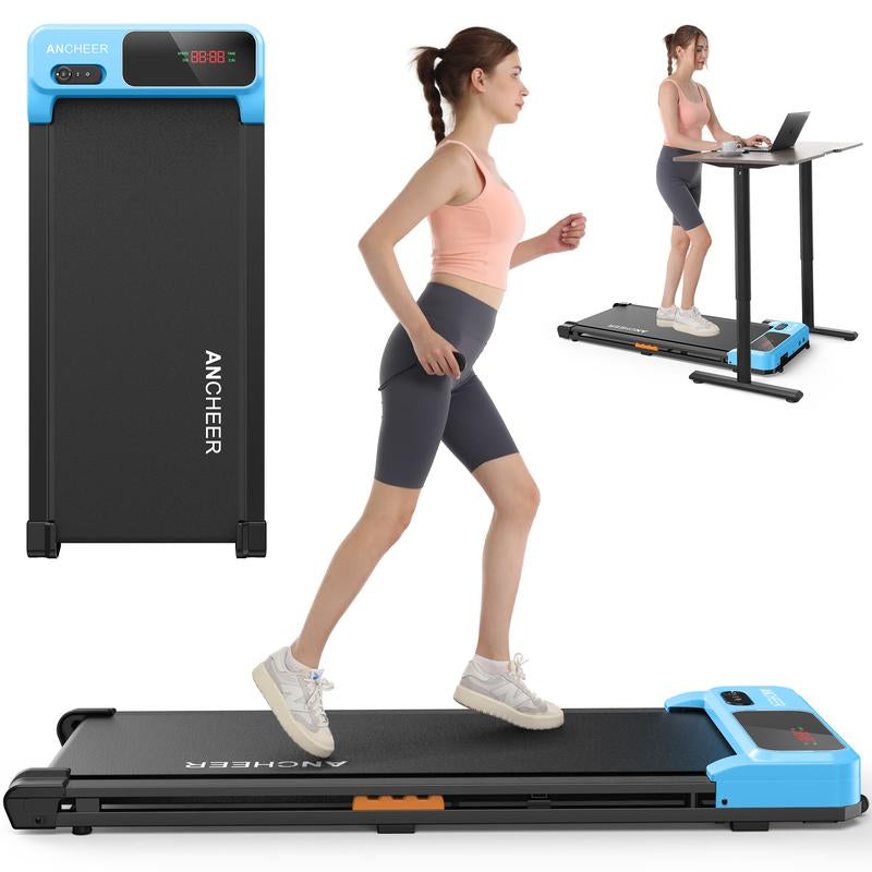 Ancheer Compact Treadmill - Vibrant Colors, Customizable Speeds, and Cushioned Comfort for Your Home Fitness Journey