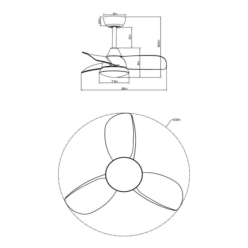Elevate Your Space with the Parrot Uncle 28-Inch Modern Ceiling Fan - DC Motor, LED Lighting & Remote Control