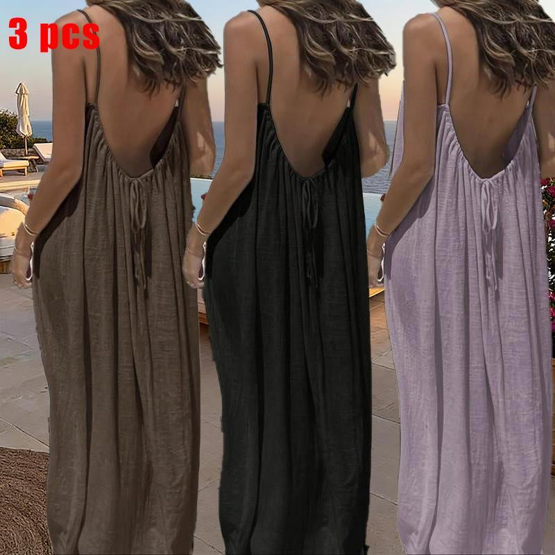 Chic and Elegant Women's Solid Color Cami Lounge Dress - Perfect Sleeveless Sleepwear for All Seasons