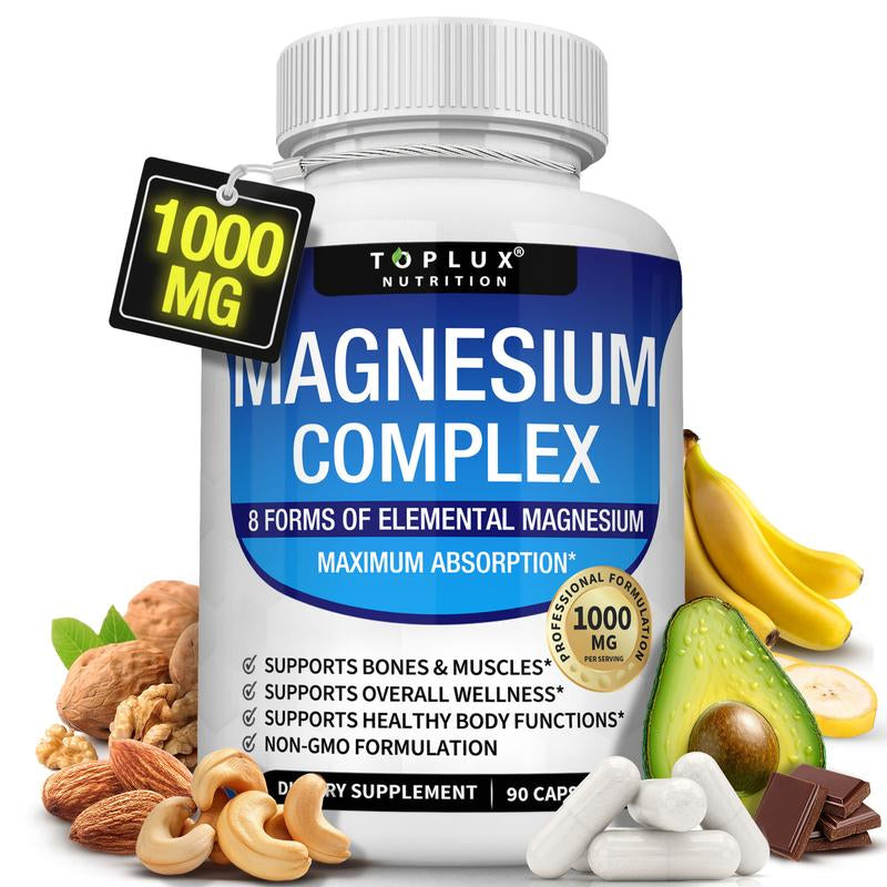 Unlock Your Wellness with Toplux Magnesium Complex - 8 Essential Magnesium Forms for Optimal Health (1000mg)