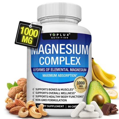 Unlock Your Wellness with Toplux Magnesium Complex - 8 Essential Magnesium Forms for Optimal Health (1000mg)