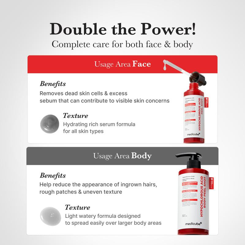Revitalize Your Skin with Medicube's Hypochlorous Acid Rice Peel Shot Duo - Gentle Exfoliating Serum for Flawless Face & Body Care, Perfect for Pore Control, Blackhead Removal, and Hydration