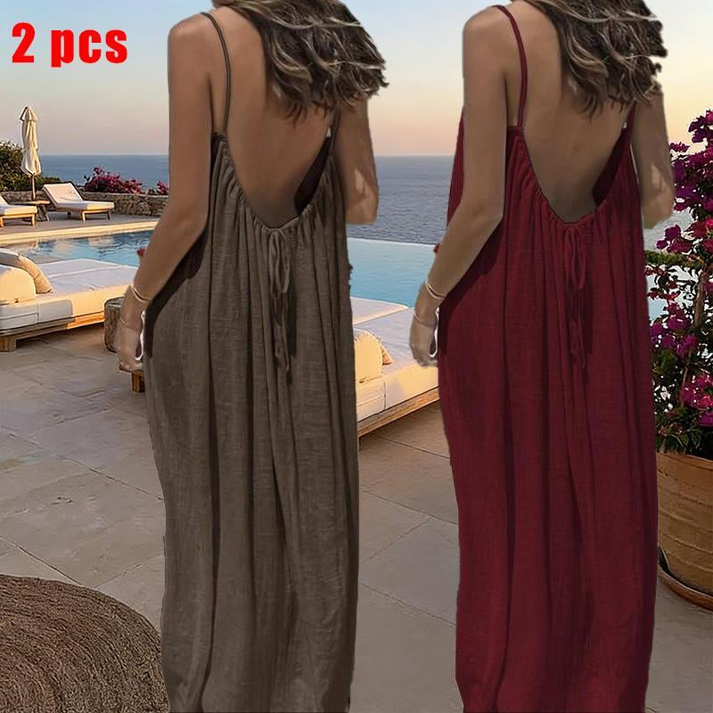 Chic and Elegant Women's Solid Color Cami Lounge Dress - Perfect Sleeveless Sleepwear for All Seasons