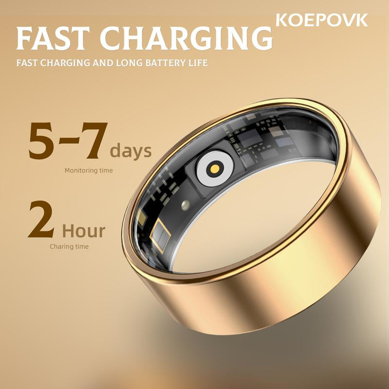 Revolutionize Your Health with the KOEPOVK Smart Ring: 24/7 Heart Rate & Sleep Monitoring, Waterproof Design, and Sleek Metal Style for All Sports