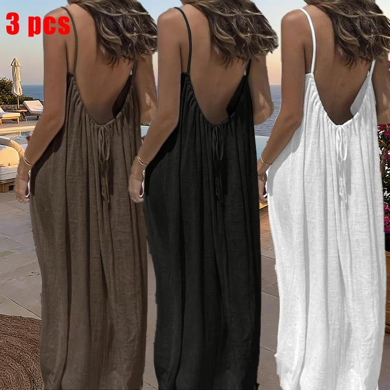 Chic and Elegant Women's Solid Color Cami Lounge Dress - Perfect Sleeveless Sleepwear for All Seasons