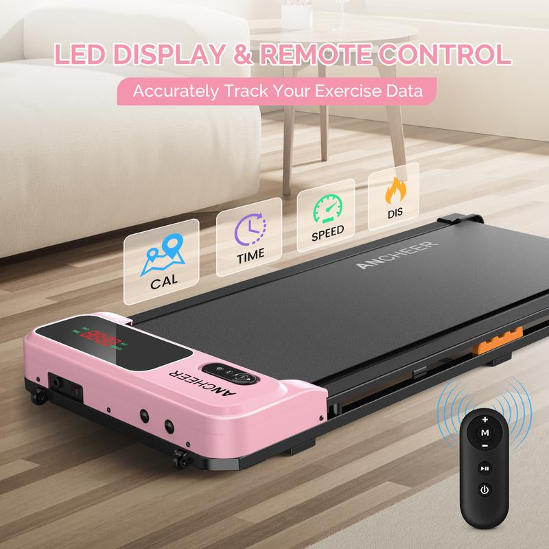 Ancheer Compact Treadmill - Vibrant Colors, Customizable Speeds, and Cushioned Comfort for Your Home Fitness Journey