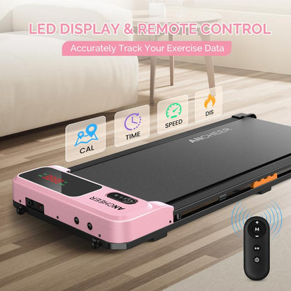 Ancheer Compact Treadmill - Vibrant Colors, Customizable Speeds, and Cushioned Comfort for Your Home Fitness Journey