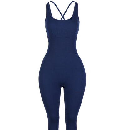 Elevate Your Workout with AUROLA Women's Seamless Strappy Jumpsuit - Perfect for Yoga and Gym Sessions!