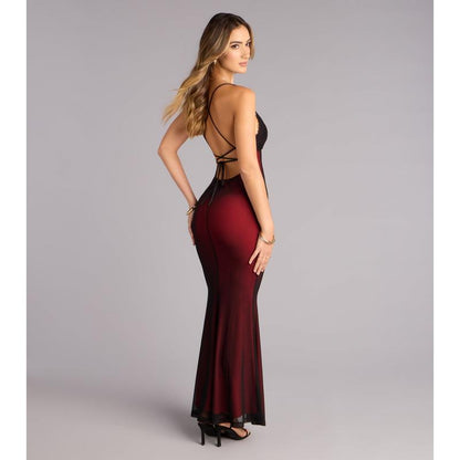 All Eyes on You: Stunning Lace Trim Mermaid Maxi Dress for Unforgettable Nights