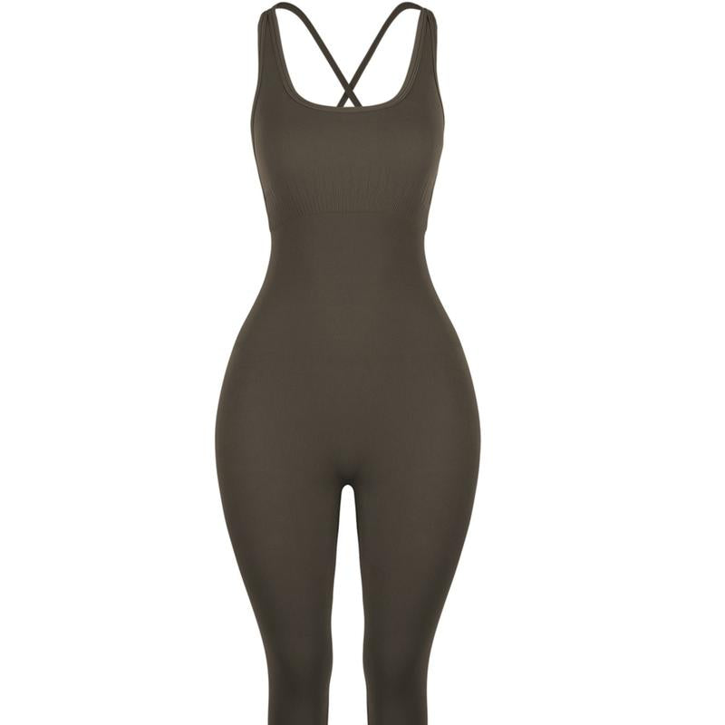 Elevate Your Workout with AUROLA Women's Seamless Strappy Jumpsuit - Perfect for Yoga and Gym Sessions!