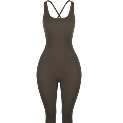 Elevate Your Workout with AUROLA Women's Seamless Strappy Jumpsuit - Perfect for Yoga and Gym Sessions!