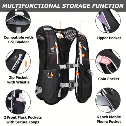 Lightweight Outdoor Running Vest Hydration Pack - Breathable and Foldable Backpack for Active Adventures