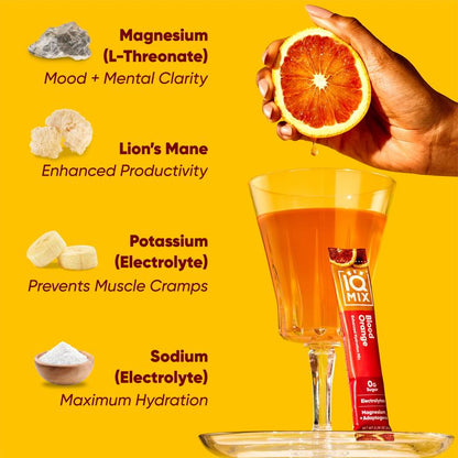 Revitalize Your Day with IQMIX Blood Orange Electrolyte Drink Mix - 40 Convenient Sticks for Ultimate Hydration and Mental Clarity